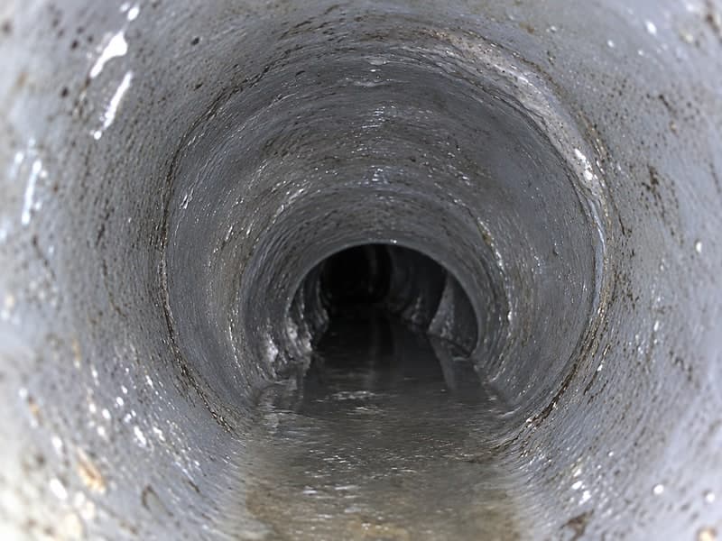 付着物が除去され流路が広がった清掃後の排水管内部